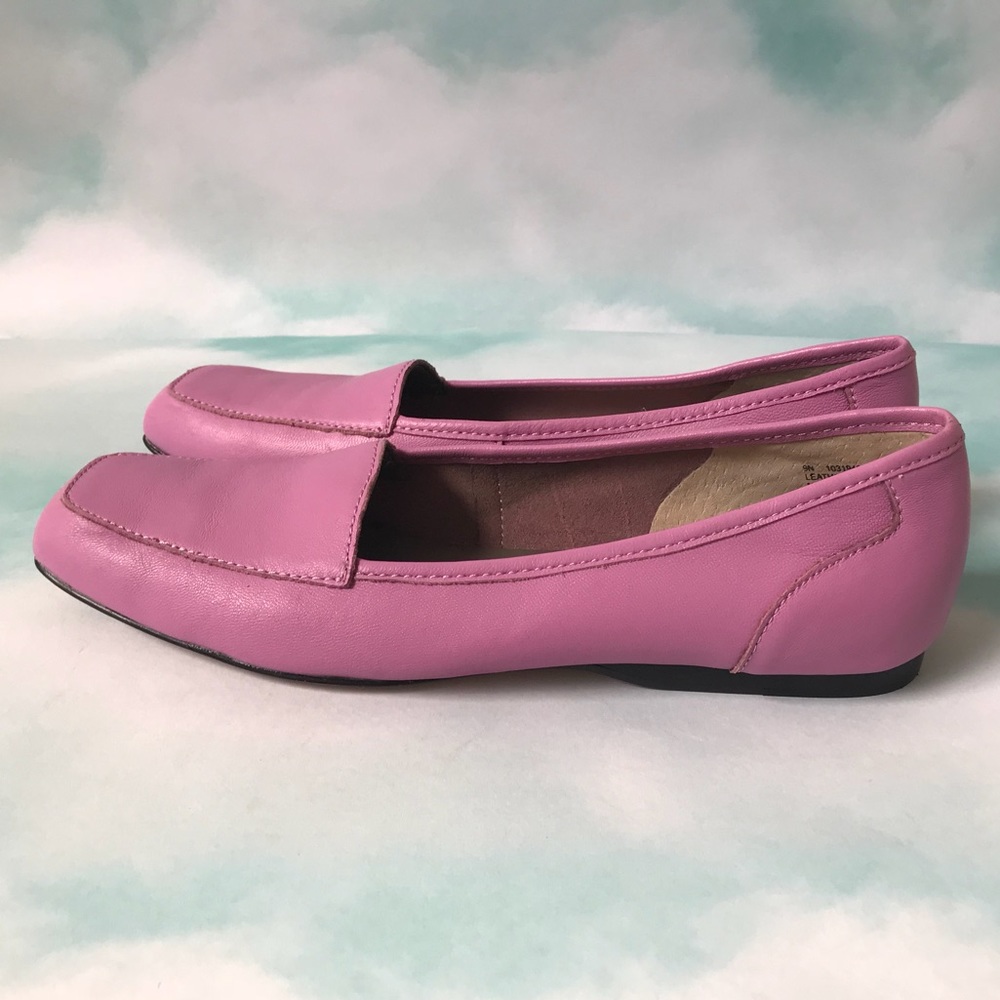 Array Square Toe Pink Purple Leather Flats - 9 N